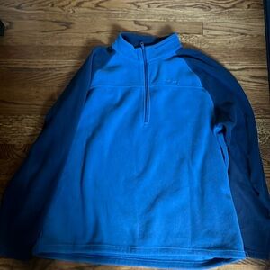 Cabelas men’s pullover fleece jacketed 3/4 zip xl blue and navy
